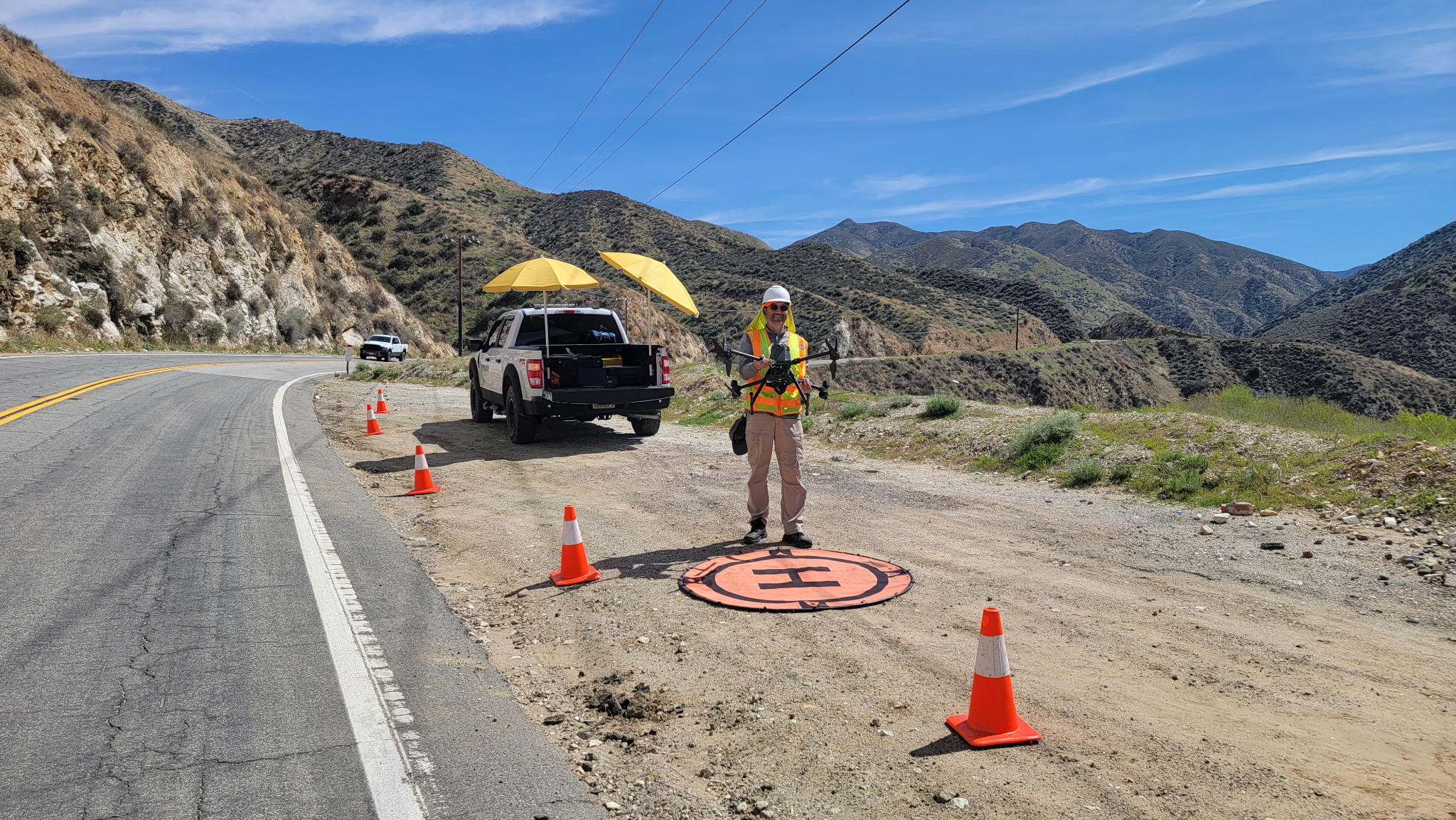 V2D member working a commercial drone job in the field