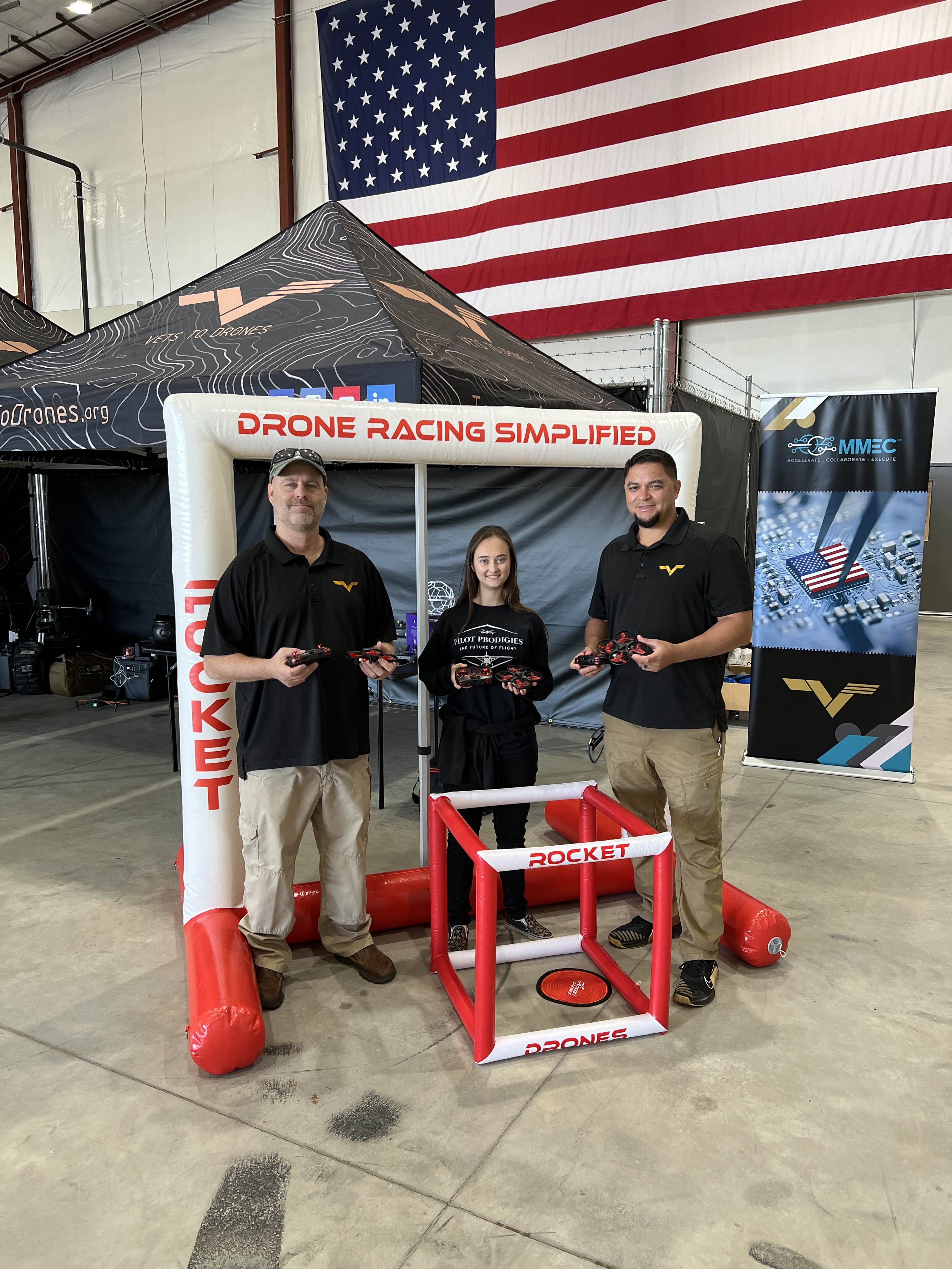 V2D STEM drone racing demonstration with youth participants